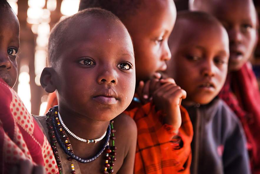 Portrait of Maasai school children in Tanzania. 