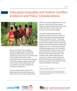 Education Inequality and Violent Conflict: Evidence and Policy Considerations, UNICEF and FHI360, 2016