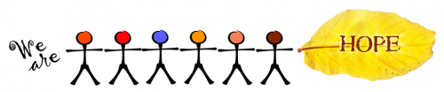 We Are Hope logo (illustration of multiethnic people holding hands)